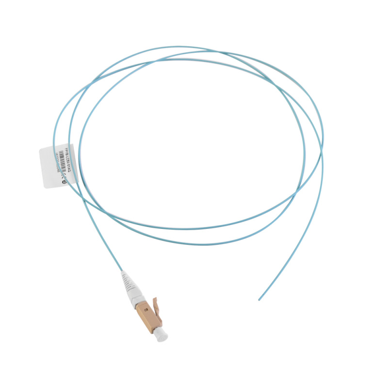 Pigtail de Fibra Óptica LC Simplex Multimodo OM4 XGLO 50/125 OFNR Color Aqua 1 Metro