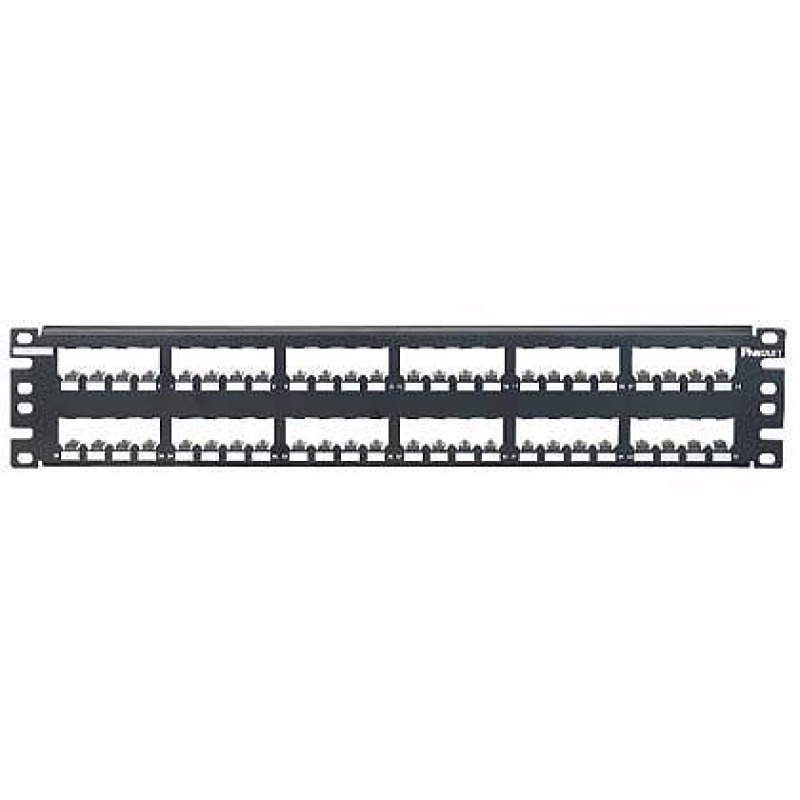 Panel de Parcheo Modular MiniCom Sin Conectores Plano Totalmente Blindado de 48 puertos 2UR