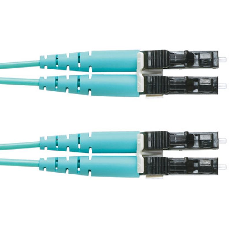Jumper de Fibra Óptica Multimodo 50/125 OM4 LCLC Duplex OFNR Riser Color Aqua 5 Metros