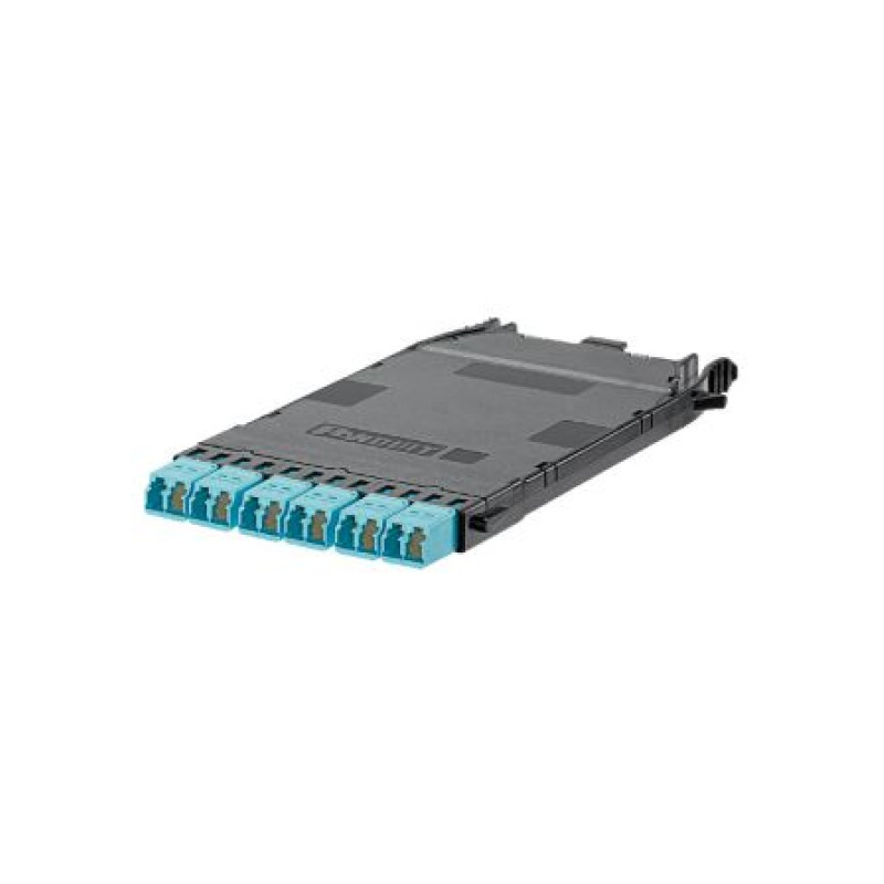 Cassette HD Flex Para 12 Fibras Multimodo OM4 de MPO a 6 Conectores LC Duplex Color Aqua