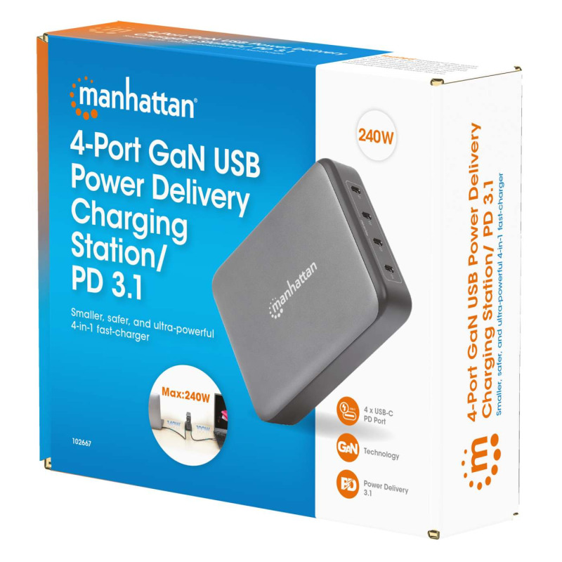 ESTACIONDECARGA/MANHATTAN/102667/ESTACIÓN DE CARGA PD CON 4 PUERTOS USB-C - 240 W image 2