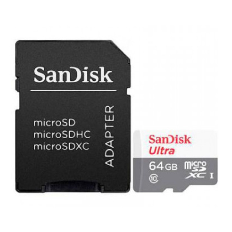 MEMORIA SANDISK MICRO SDXC 64GB ULTRA 100MB/S CLASE 10 C/ADAPTADOR SDSQUNR-064G-GN3MA