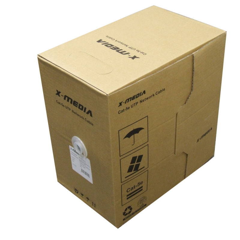 BOBINA UTP X-MEDIA XM-C6-1000-GY CAT 6 305MTS 4-PARES 24AWG COLOR GRIS
