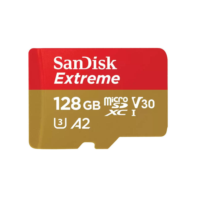 MEMORIA SANDISK MICRO SDXC 128GB EXTREME 190MB/S 4K CLASE 10 A2 V30 C/ADAPTADOR SDSQXAA-128G-GN6MA