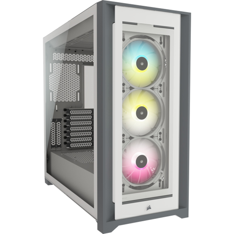 GABINETE CORSAIR (CC-9011213-WW) ICUE 5000X RGB BLANCO CRISTAL TEMPLADO MED-TORRE SIN FUENTE