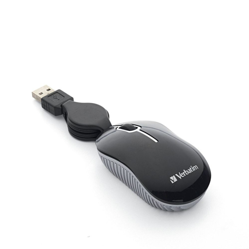 MINI MOUSE VERBATIM ALAMBRICO RETRACTIL TRAVEL VB98113 NEGRO USB