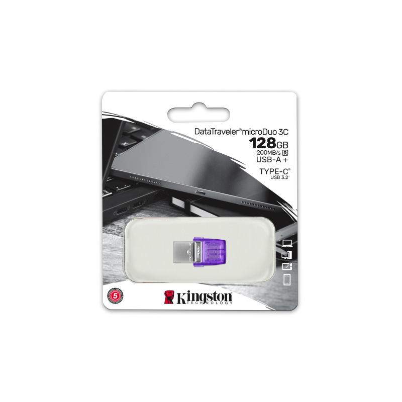MEMORIA FLASH USB KINGSTON DATA TRAVELER MICRODUO 128GB 3C TYPE A-C (DTDUO3CG3/128GB) image 8