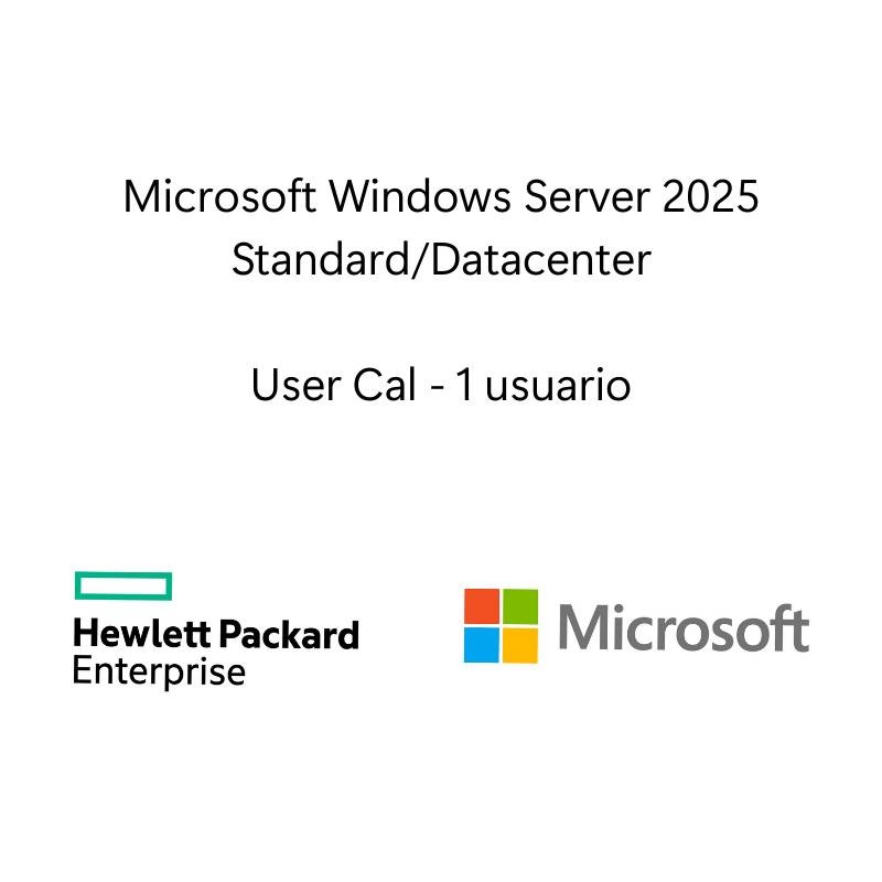 Sistema Operativo Hewlett Packard Enterprise LTU de Microsoft Windows Server 2025 1 usuario CAL