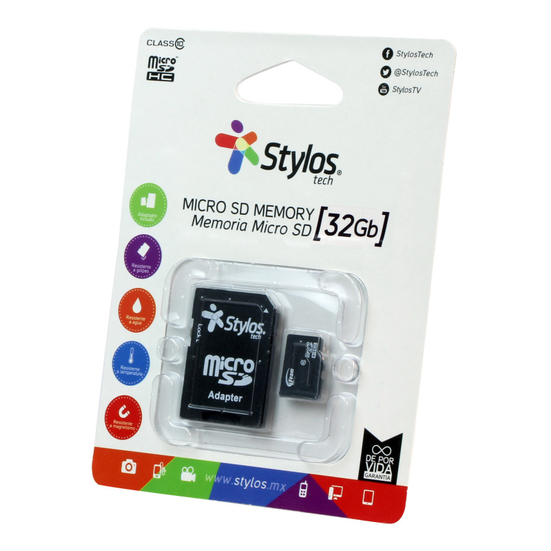 MEMORIA MICRO SD STYLOS (STMS321B) 32GB, CLASE 10 CON ADAPTADOR