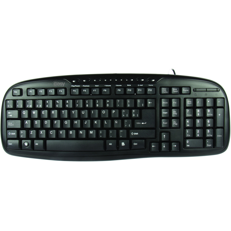 TECLADO ALAMBRICO MULTIMEDIA TECLAS DE MEMBRANA CONECTOR USB  EASY LINE BY PERFECT CHOICE - NEGRO