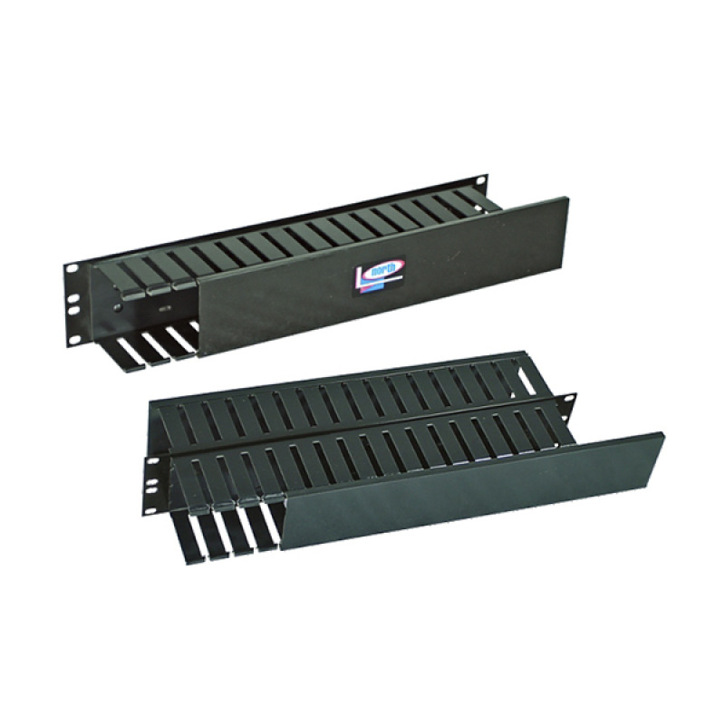 ORGANIZADOR DE CABLES NORTH SYSTEM 2 U.R. SENCILLO HORIZONTAL 19 PULGADAS DUCTO 3X3 PULGADAS NEGRO LISO 