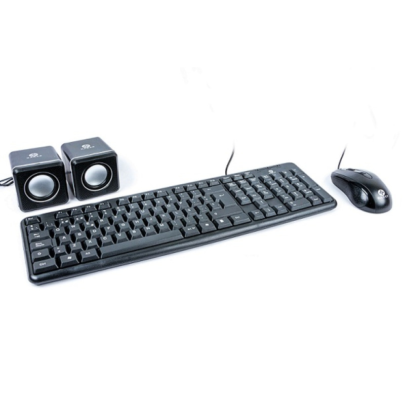 KIT NACEB TECLADO+MOUSE+BOCINAS NEGROS