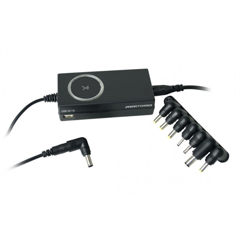 CARGADOR UNIVERSAL INTELIGENTE CON PUNTAS INTERCAMBIABLES Y PUERTO USB PERFECT CHOICE - NEGRO image 5