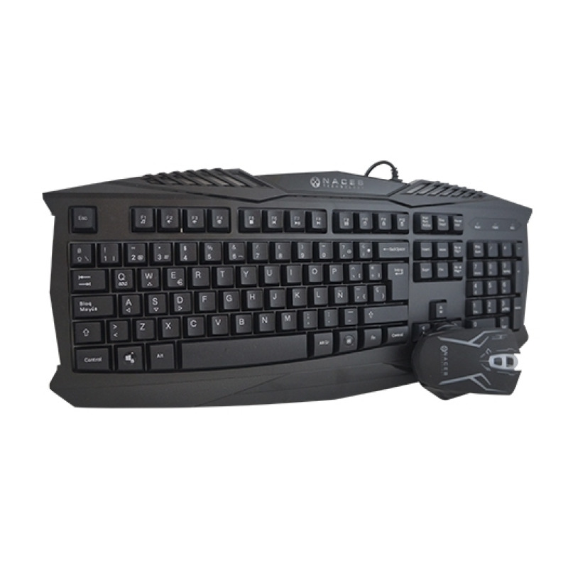 KIT 2 EN 1 NACEB (NA-617) TECLADO,MOUSE,GAMING,MULTIMEDIA,800 DPI,RETROILUMINADO,NEGRO