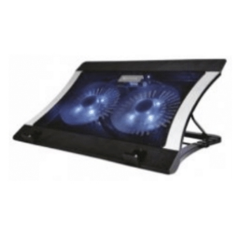 BASE ENFRIADORA LAPTOP NACEB (NA-636) VENTILADOR,2*150 MM,LED AZUL,NEGRO