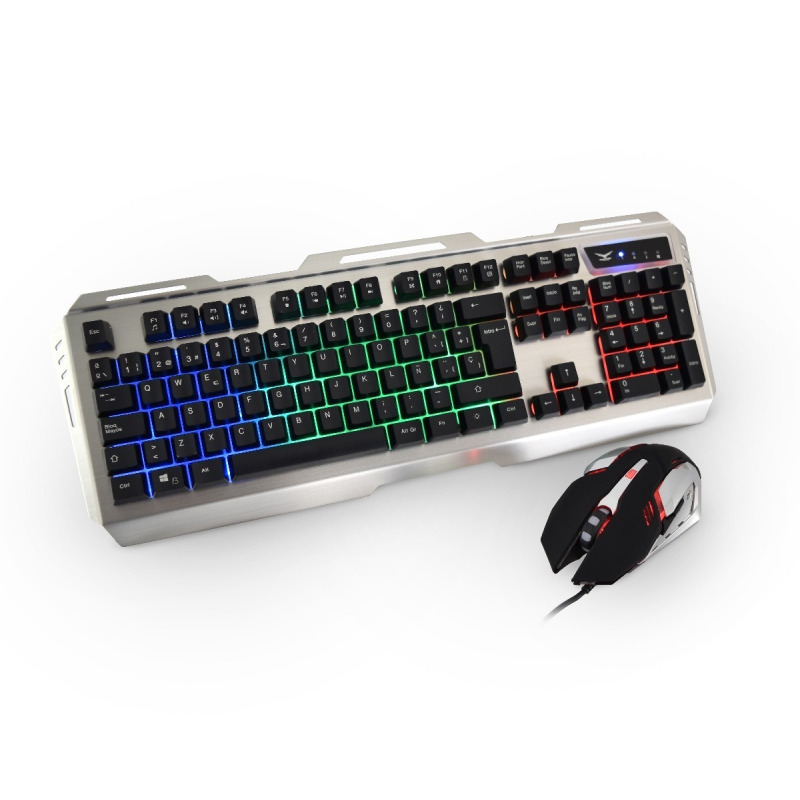 KIT 2 EN 1 NACEB (NA-0911) CYBORG,TECLADO,MOUSE,3200 DPI,RETROILUMINADO,METALICO