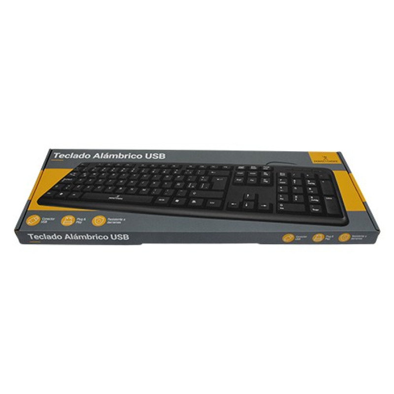 TECLADO ALAMBRICO RESISTENTE A SALPICADURAS Y DERRAMES TECLAS DE MEMBRANA CONECTOR USB PERFECT CHOICE - NEGRO image 8