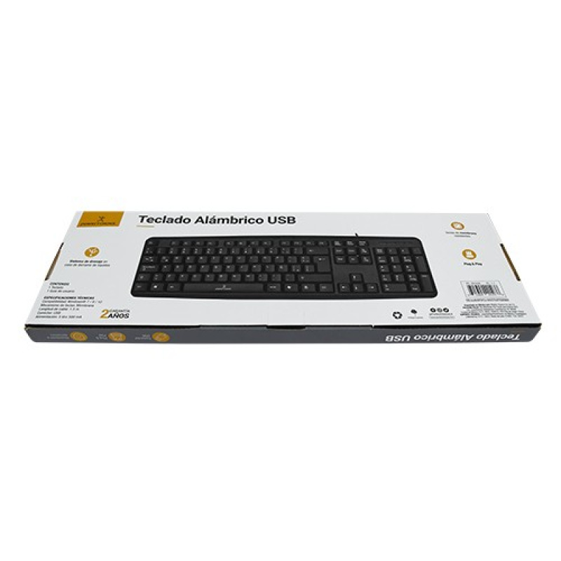 TECLADO ALAMBRICO RESISTENTE A SALPICADURAS Y DERRAMES TECLAS DE MEMBRANA CONECTOR USB PERFECT CHOICE - NEGRO image 9