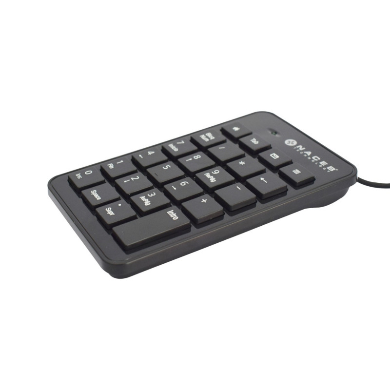TECLADO NUMERICO NACEB ALAMBRICO NEGRO CABLE 1.35M USB