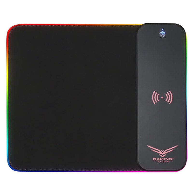 MOUSE PAD NACEB (NA-0926) RGB,CARGA INALAMBRICA,31*40,TELA,NEGRO