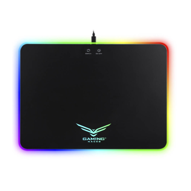 MOUSEPAD GAMER NACEB BASE RIGIDA ILUMINACION RGB NEGRO 36x26x0.5CM