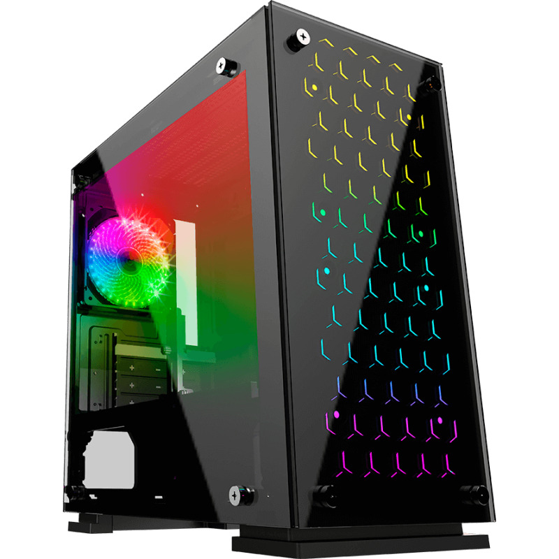 GABINETE GAMER BALAMRUSH TALOS / MICRO TORRE / MICRO ATX, MINI ITX / VENTILADOR RGB / PANEL CRISTAL TEMPLADO, METAL / NEGRO / BR-922968