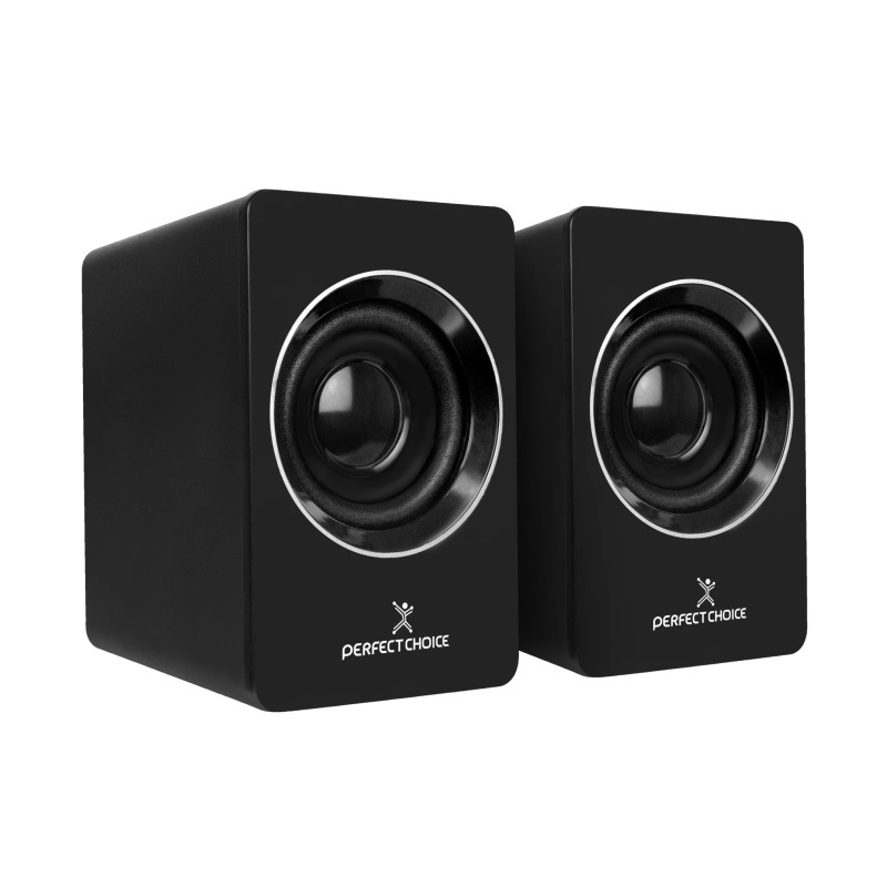 BOCINAS PARA COMPUTADORA SONIDO ESTEREO 2.0 CONECTOR USB Y 3.5MM CONTROL DE VOLUMEN PERFECT CHOICE MOSSO - NEGRO