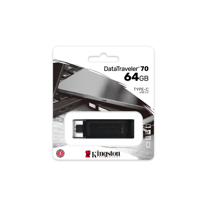 MEMORIA FLASH USB KINGSTON DATA TRAVELER 70 64GB GEN 1 3.2 TIPO C NEGRO (DT70/64GB) image 17