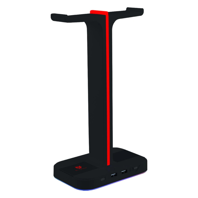 BASE GAMER BALAM RUSH ATLAS HR760 / SOPORTE PARA DIADEMA / ILUMINACION RGB / 2X USB A / NEGRO / BR-931502