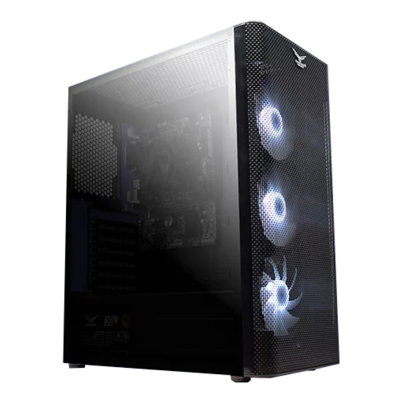 GABINETE NACEB (NA-0613) ZED,ATX,SIN FUENTE,2*USB 2.0,3*FAN,RGB,CRISTAL TEMP,NEGRO