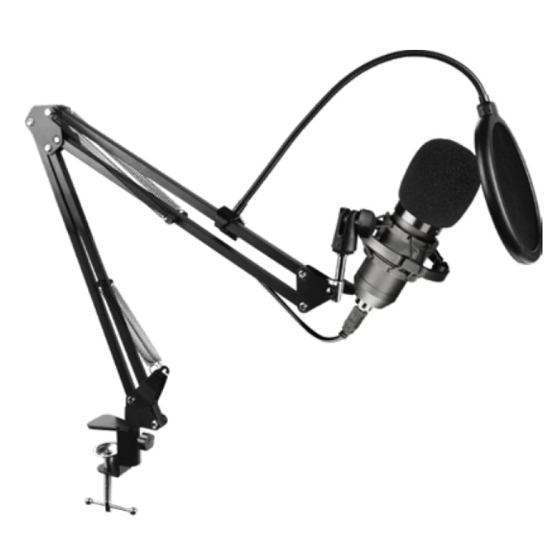 MICROFONO GAMER BALAM RUSH STELAR MC970 / USB / PUERTO XLR / UNIDIRECCIONAL / CON SOPORTE DE BRAZO / FILTRO ANTI POP / ROTACION 360° / NEGRO / BR-932967