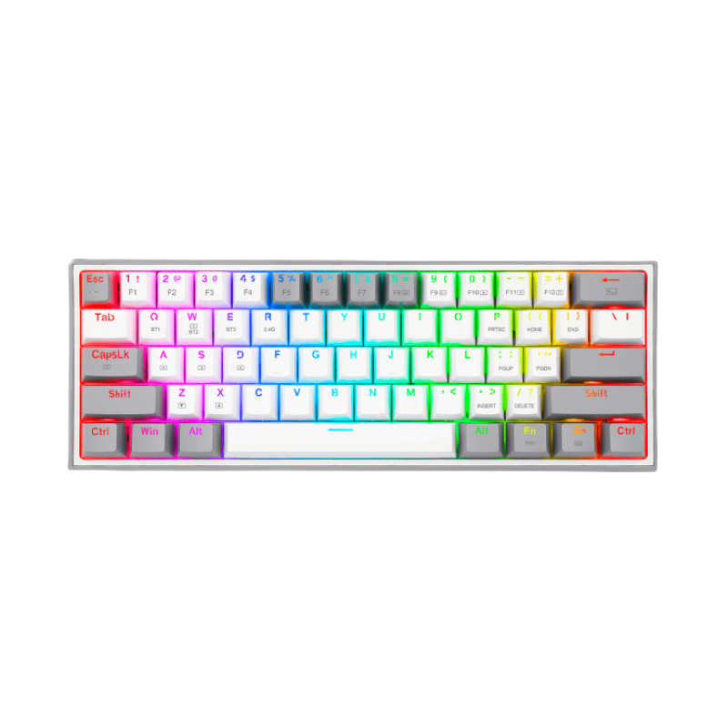 REDRAGON K616-RGB WG FIZZ PRO WHITE/GREY, Teclado mecanico 60%, multi-conexión