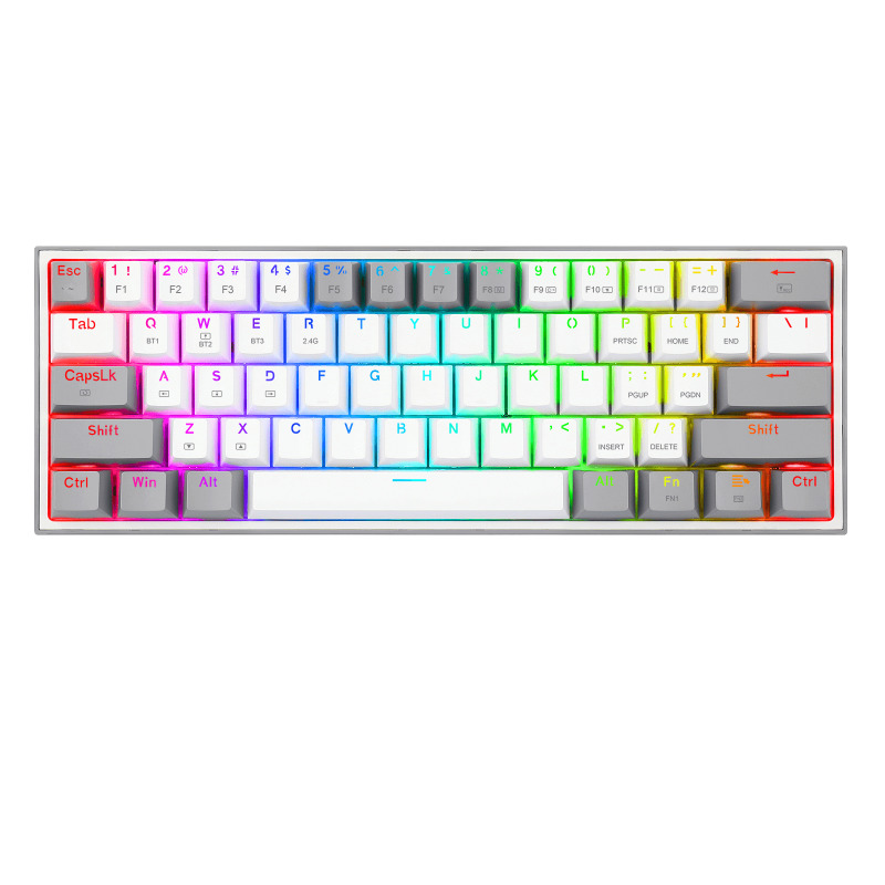 REDRAGON K616-RGB WG FIZZ PRO WHITE/GREY, Teclado mecanico 60%, multi-conexión image 3