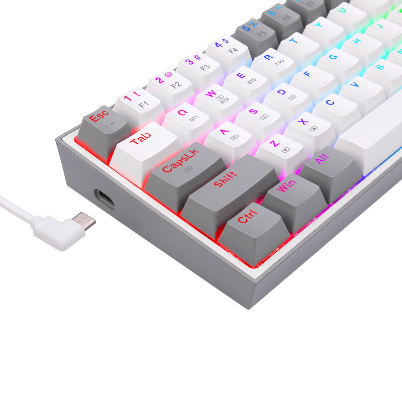 REDRAGON K616-RGB WG FIZZ PRO WHITE/GREY, Teclado mecanico 60%, multi-conexión image 6