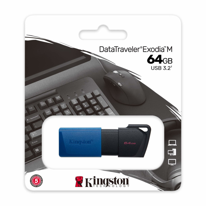 MEMORIA FLASH USB KINGSTON DATA TRAVELER EXODIA M 64GB GEN 1 3.2 GEN 1 C/TAPA MÓVIL NEGRO + AZUL (DTXM/64GB) image 7