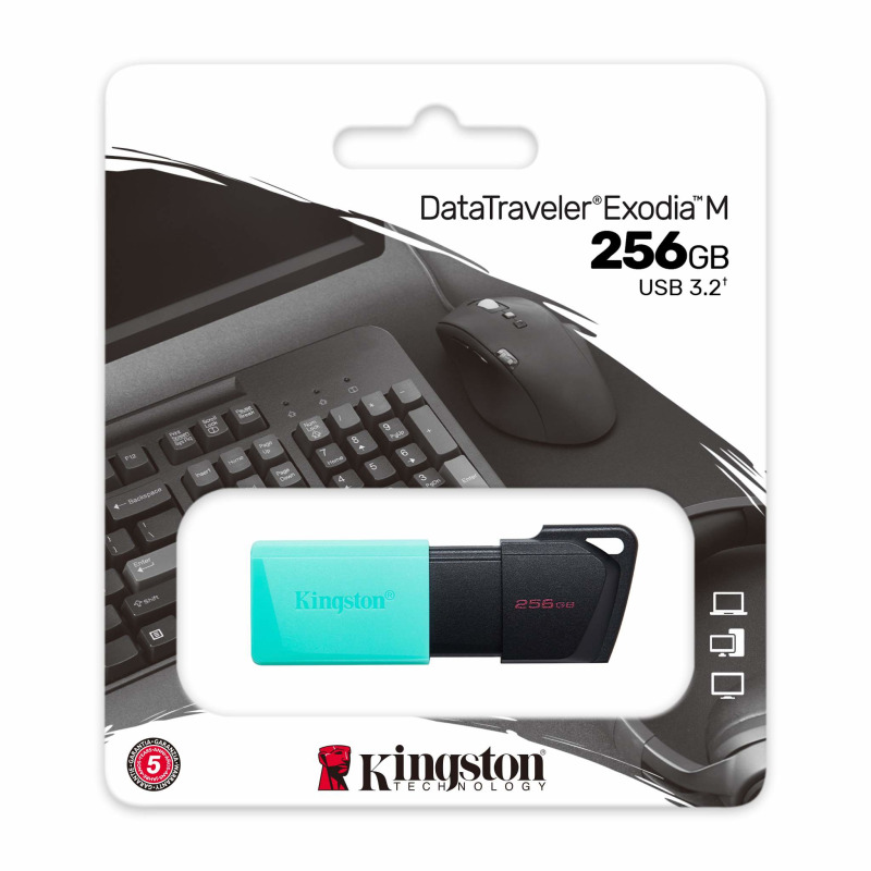 MEMORIA FLASH USB KINGSTON DATA TRAVELER EXODIA M 256GB GEN 1 3.2 GEN 1 C/TAPA MÓVIL NEGRO + VERDE OCEAN (DTXM/256GB) image 7