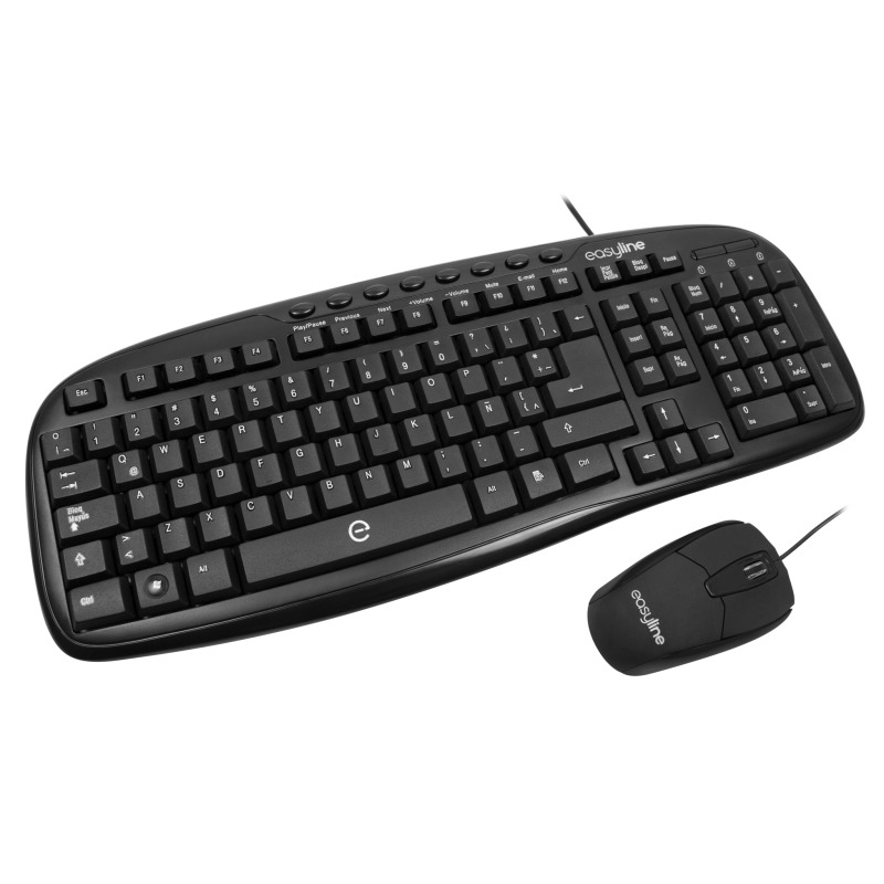 KIT TECLADO Y MOUSE ALAMBRICOS CONECTOR USB IDEAL PARA USUARIOS DIESTROS Y ZURDOS EASY LINE BY PERFECT CHOICE BALANCE - NEGRO