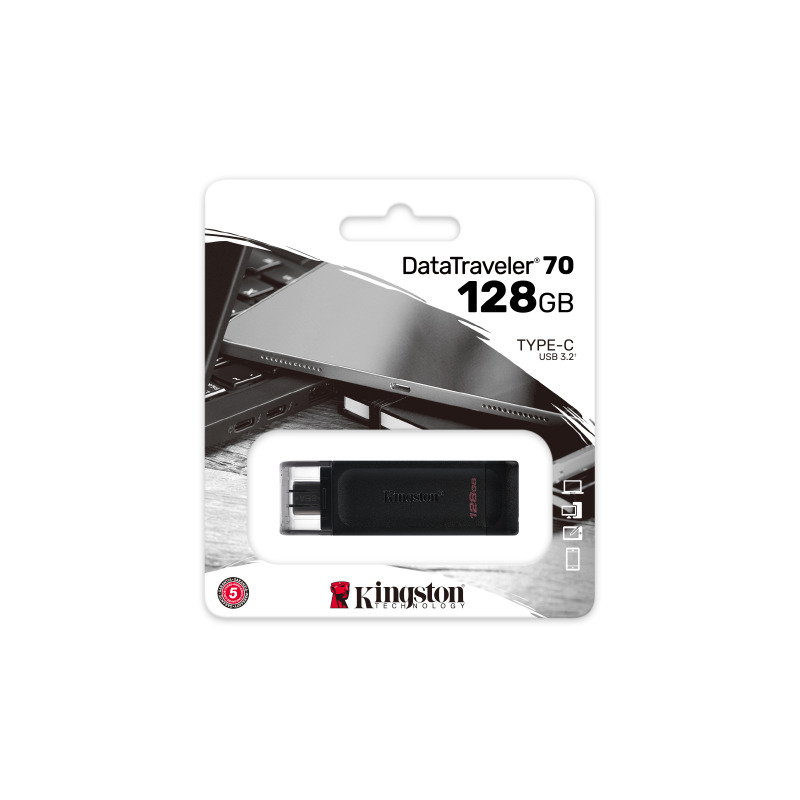 MEMORIA FLASH USB KINGSTON DATA TRAVELER 70 128GB GEN 1 3.2 TIPO C NEGRO (DT70/128GB) image 12