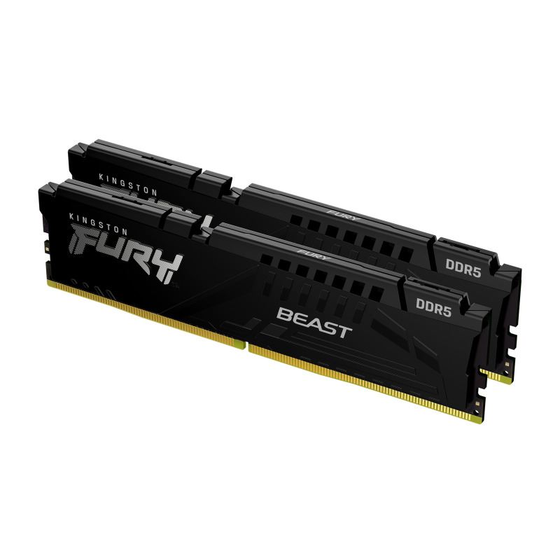 MEMORIA RAM KINGSTON DIMM DDR5 32GB (2X16GB) 5200MT/S FURY BEAST BLACK CL40 288PIN 1.25V C/DISIPADOR DE CALOR P/PC/GAMER/ALTO RENDIMIENTO (KIT 2) (KF552C40BBK2-32)
