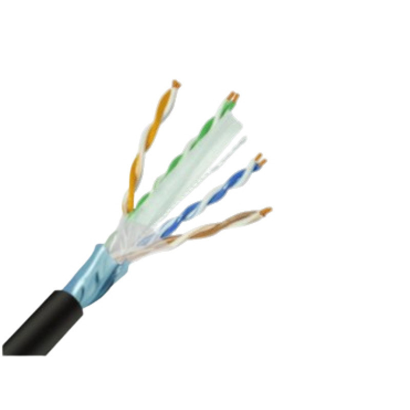 SAXXON OFTPCAT6COPEXT - Bobina de Cable FTP Cat6 100% Cobre/ 305 Metros/ Blindado/ Color Negro/ Uso Exterior/ Ideal para Cableado de Redes de Datos y Video/ Cert ISO9001/ UL / RoSH/