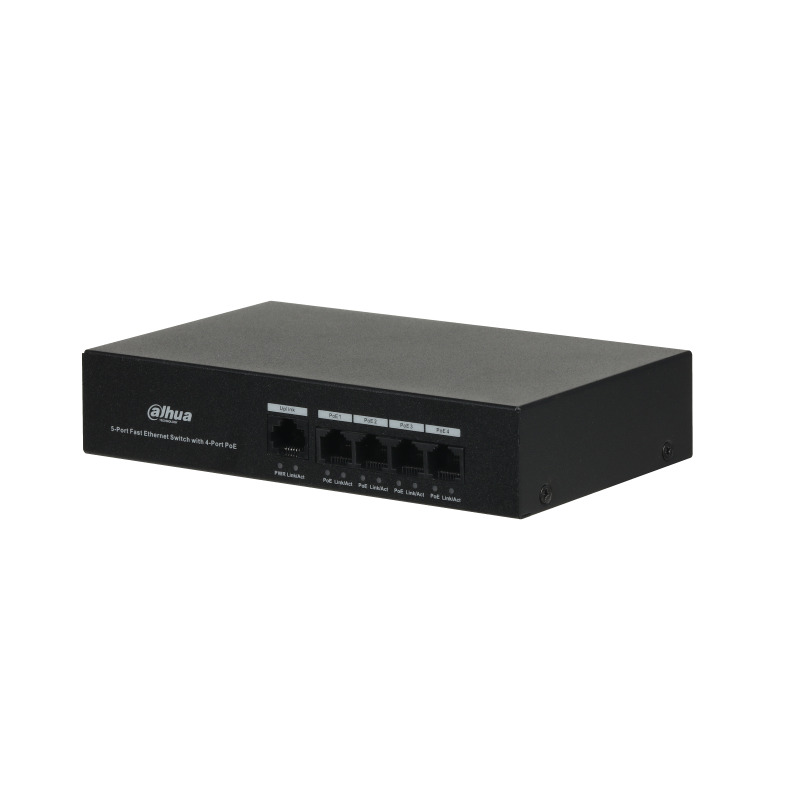 DAHUA DH-PFS3005-4ET-36 - Switch PoE de 4 Puertos/ Capa 2/ 1 Puerto 10/100 Base T/ 4 Puertos PoE 10/100 /  36 Watts Totales/ Switching 1 Gbps/ Tasa de Reenvio de Paquetes  744 Kbps/ Memoria Buffer de Paquetes 448 Kb/ Protección de Descargas/ image 4