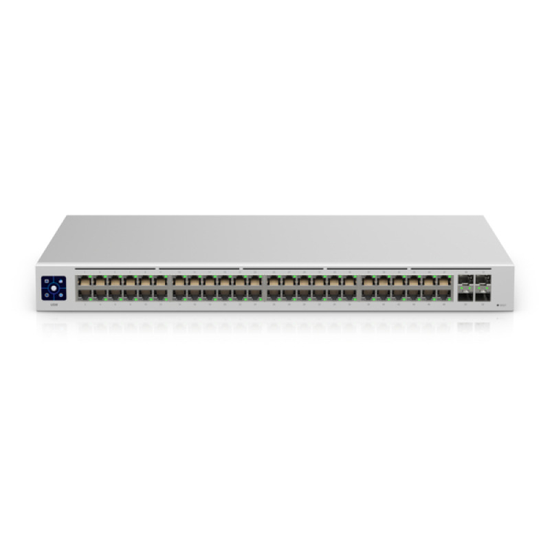 UBIQUITI USW-48 UniFi Switch, Capa 2 de 48 puertos 10/100/1000 Mbps + 4 puertos 1G SFP, pantalla informativa