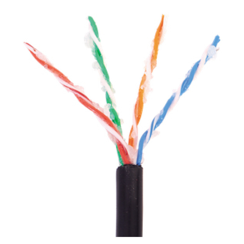 Bobina de 1000 ft  305 m  Cat5e con gel para exterior color Negro para aplicaciones en sistemas de redes de datos y cableado estructuradoUso intemperie