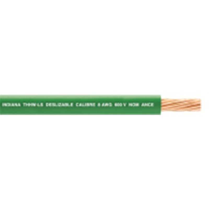 Cable Eléctrico 10 awg  color verdeConductor de cobre suave cableado Aislamiento de PVC autoextinguibleBOBINA de 100 MTS