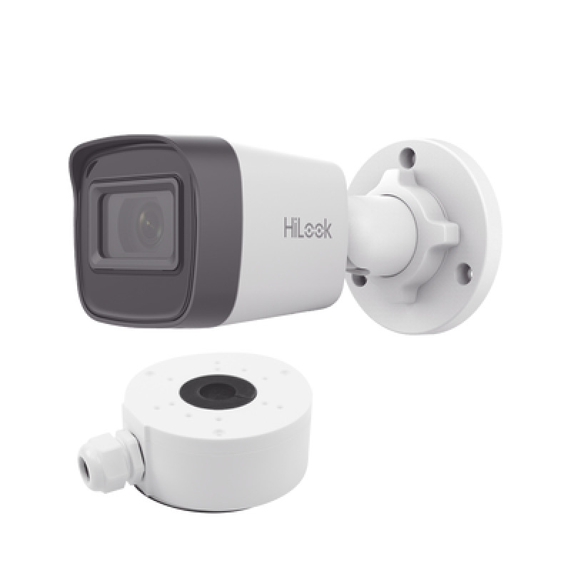 HiLook Series / Bala IP 4 Megapixel / 30 mts IR / Exterior IP67 / PoE / dWDR / Lente 28 mm  Caja de conexión DS1280ZJXS