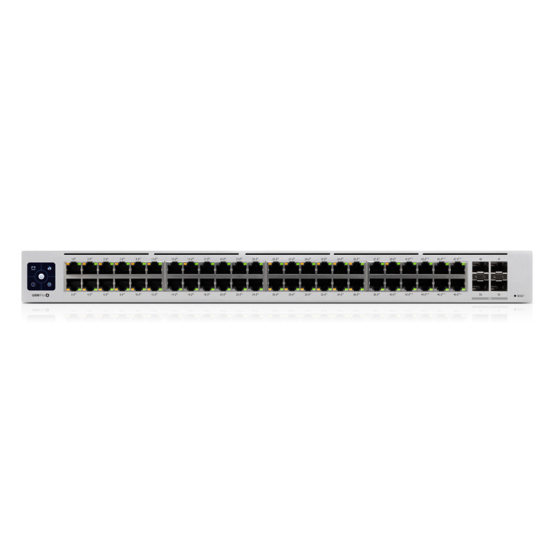 UniFi Switch USWPro48POE Gen2 Capa 3 de 48 puertos PoE 8023at/bt 4 puertos 1/10G SFP 600W pantalla informativa