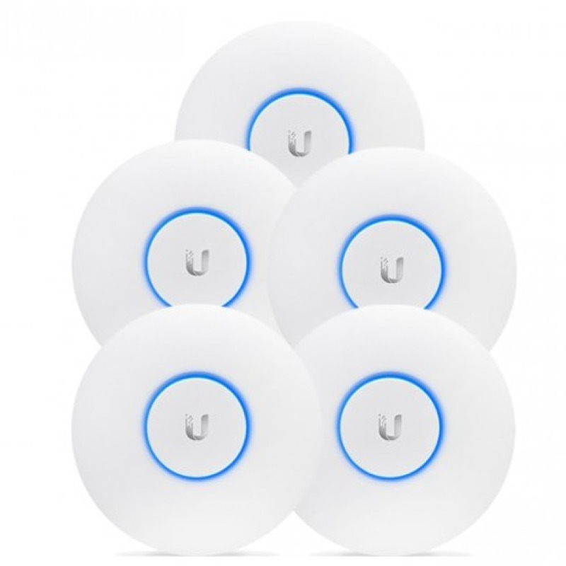 Paquete de 5 Access Point UniFi de largo alcance Doble banda 80211ac MIMO2X2 para interior PoE 8023af soporta 250 clientes hasta 867 Mbps Los equipos no incluyen poe se sugiere comprar aparte el  modelo POE2412WG