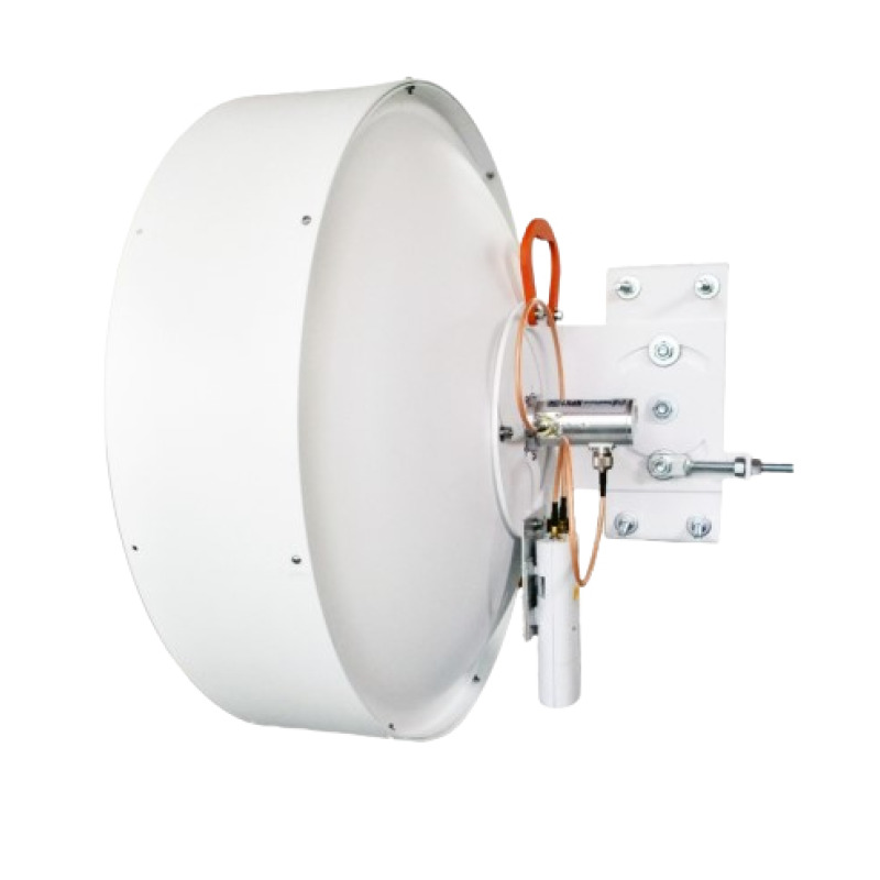 Antena de parabola profunda blindada con supresión al ruido de 2 ft 4964 GHz Ganancia 30 dBi con SLANT de 45  y 90  ideal para hasta 30 km Conectores Nhembra montaje con alineación milimétrica