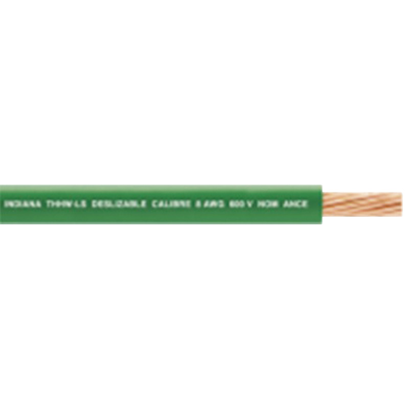 6 AWG / Cable Eléctrico / 1 Conductor /  Cobre /  Recubierto THWLS / 19 Hilos / Color Verde / 100 metros