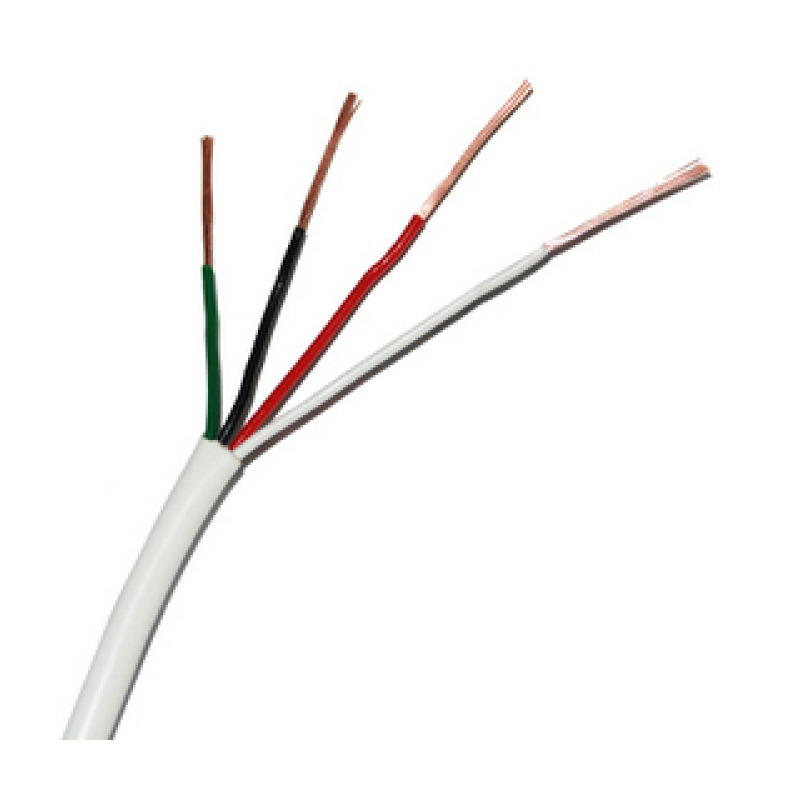 Bobina de 305 Metros / Cable de Cobre / 4 x 22 AWG / Tipo Alarmas UL / Para Interior / Color Blanco / Para Aplicaciones de Alarmas de Intrusión / interfonos / TV Porteros / y MultiPropósito/  Hecho en México